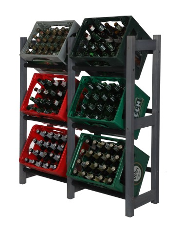 seria RSR - Regał na Skrzynki Transportowe (6szt) – Plastik/Drewno Szare– 108X102X32 cm - product 9