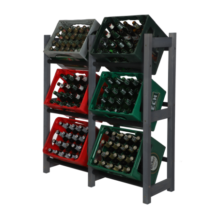 Regał na Skrzynki Transportowe (6szt) – Plastik/Drewno Szare– 108X102X32 cm