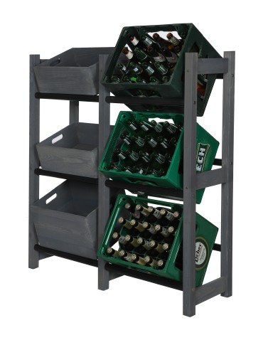 seria RSR - Regał na Skrzynki Transportowe (6szt) – Plastik/Drewno Szare– 108X102X32 cm - product 10