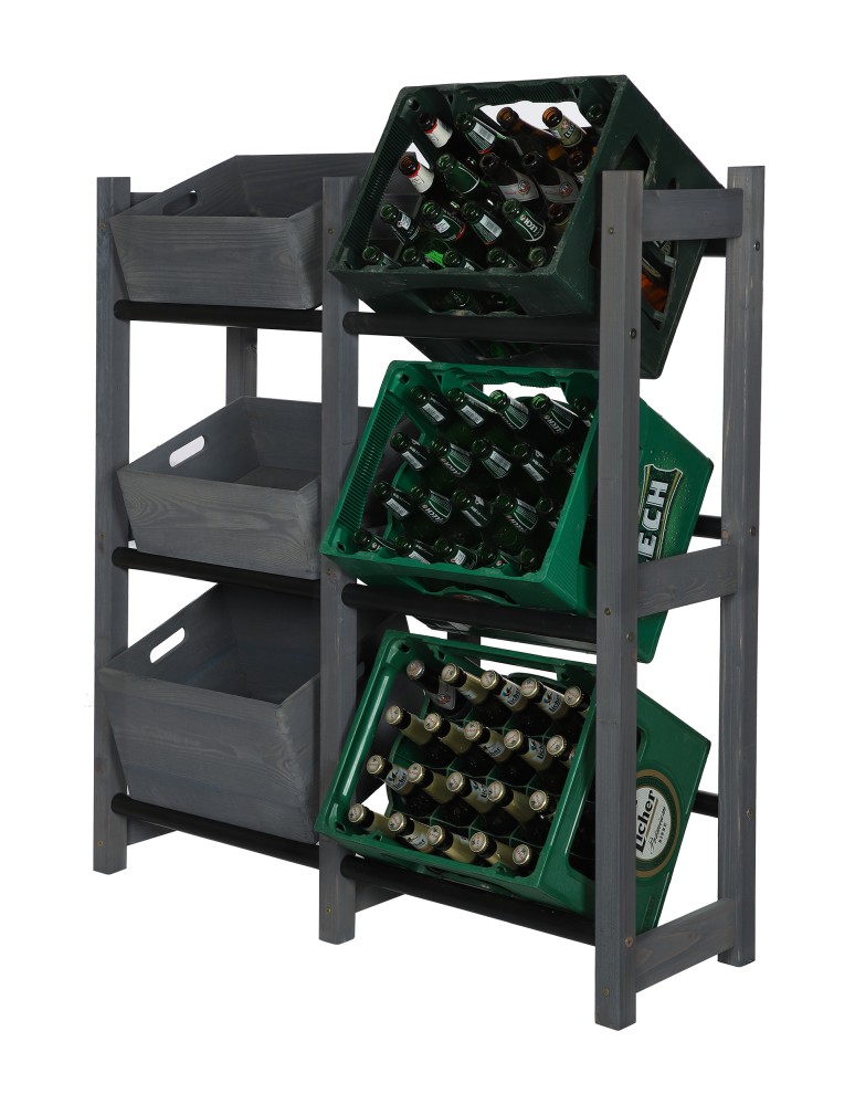 seria RSR - Regał na Skrzynki Transportowe (6szt) – Plastik/Drewno Szare– 108X102X32 cm - product MODO24.PL 10