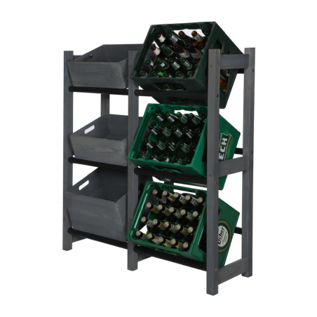 Regał na Skrzynki Transportowe (6szt) – Plastik/Drewno Szare– 108X102X32 cm