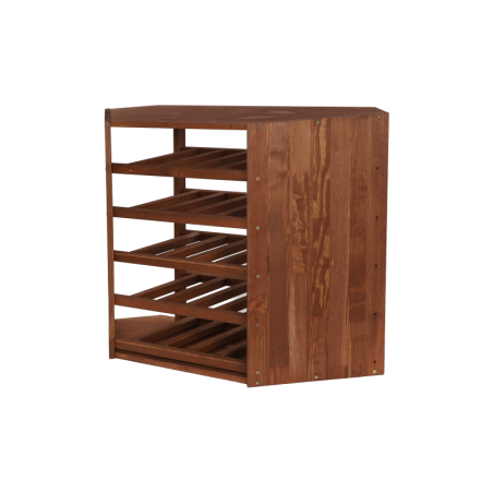 Narożny Regał na Alkohole 60X60X30 cm · 5 leżni · Naturalne Drewno