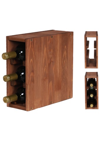 Stojak/ Skrzynka na 3 Butelki – RW61 Brąz