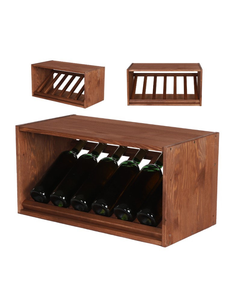 Seria RW-61 - Segmentowy Regał na Alkohole (1 ukośna leżnia) – RW61 Brąz - produkt MODO24.PL 1
