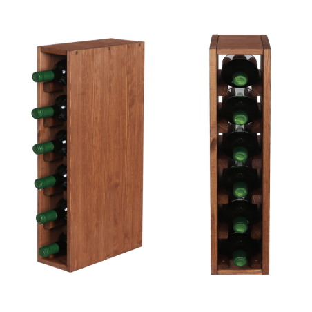 Skrzynka/ Stojak na 6 Butelek 60X12X30 cm · Naturalne Drewno