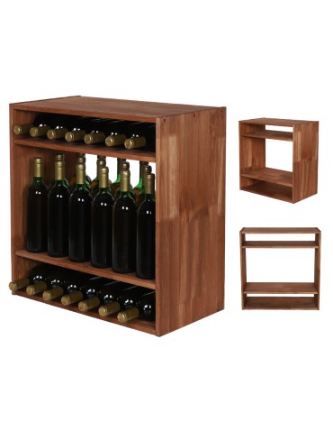 Segmentowy Regał na Alkohole (2 pełne półki) – RW61 Brąz