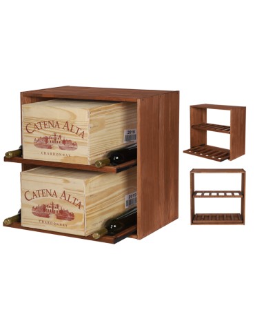 Segmentowy Regał na Alkohole (2 wysuwane leżnie) – RW61 Brąz