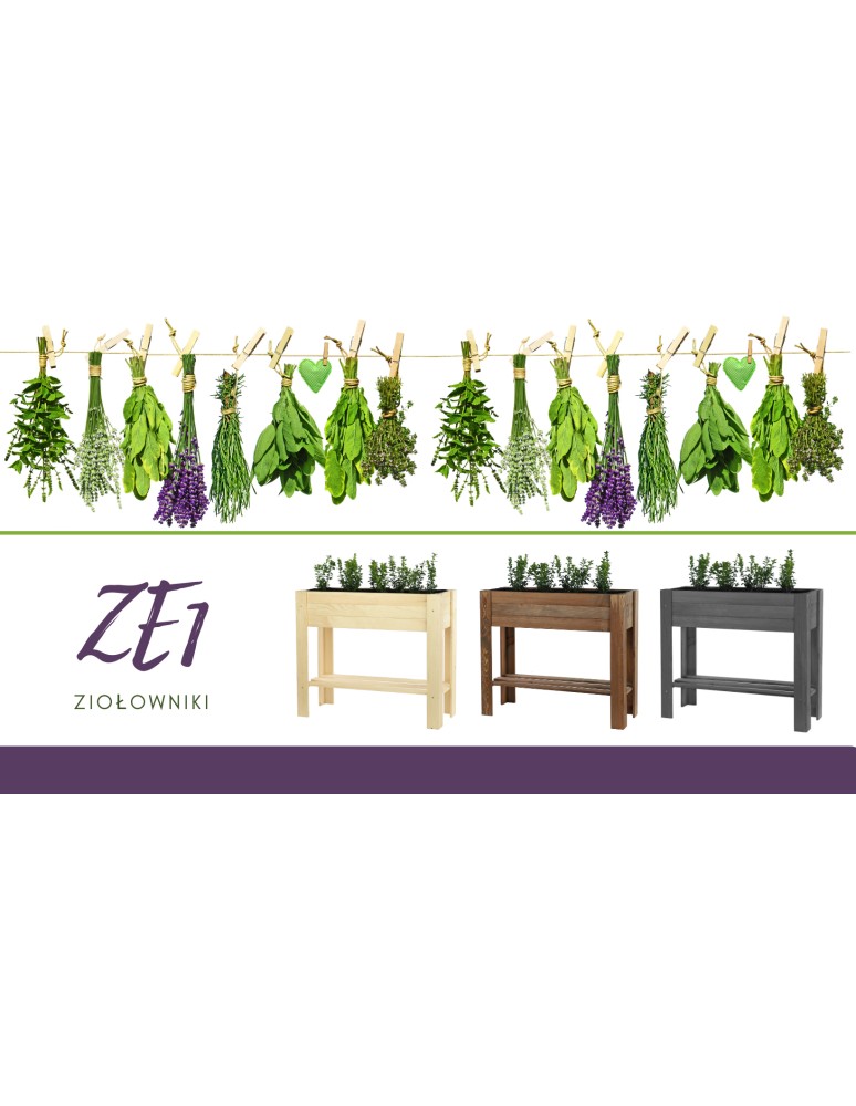 Kwietniki i donice - Drewniany Ziołownik / Skrzynia ZE1 wym. 70x80x34 cm, Naturalna - product MODO24.PL 9