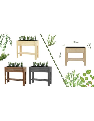 Kwietniki i donice - Drewniany Ziołownik / Skrzynia ZE1 wym. 70x80x34 cm, Naturalna - product 10