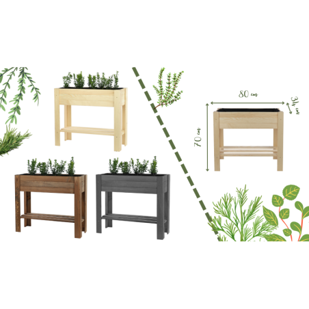 Drewniany Ziołownik / Skrzynia ZE1wym. 70x80x34 cm, Brąz