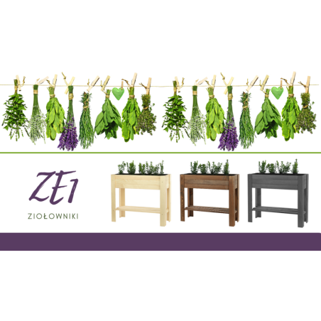 Drewniany Ziołownik / Skrzynia ZE1wym. 70x80x34 cm, Szara