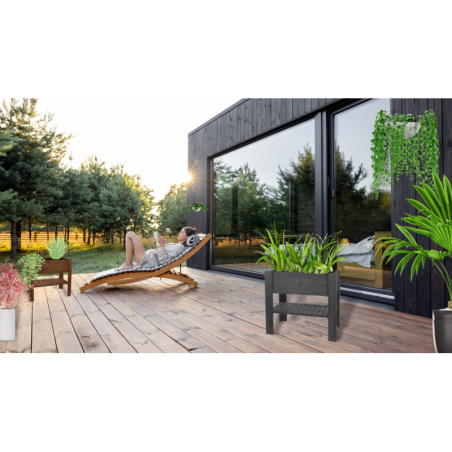 Drewniany Ziołownik / Skrzynia ZB4 79,5x79,5x42,6 cm Szary