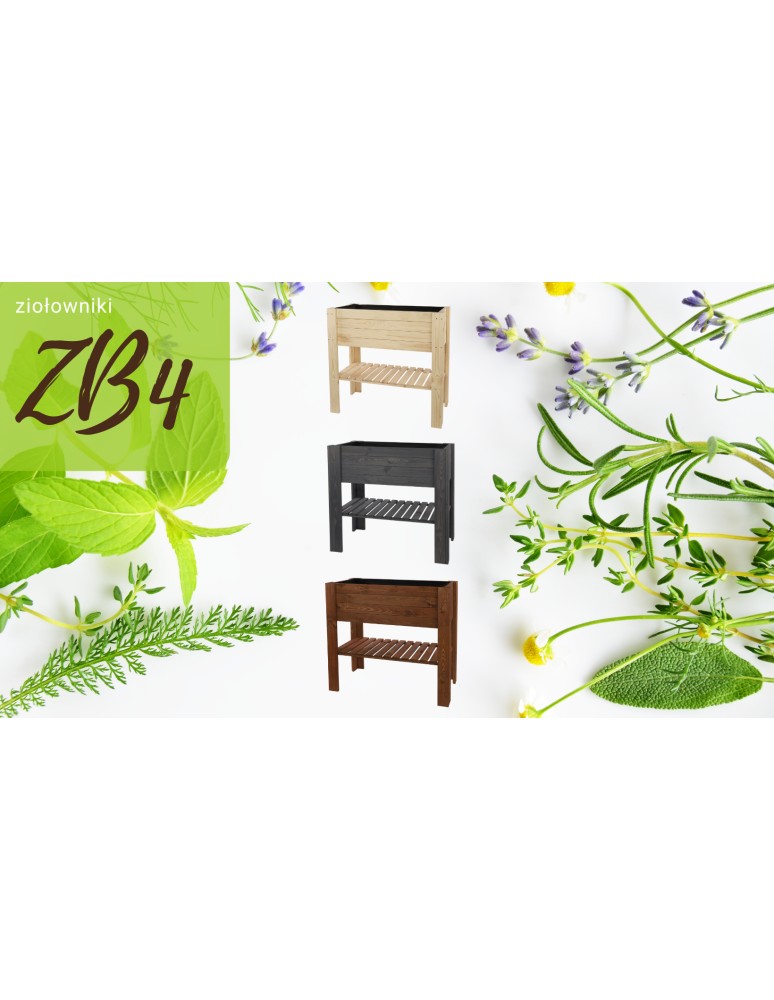 Kwietniki i donice - Drewniany Ziołownik / Skrzynia ZB4 79,5x79,5x42,6 cm Szary - product MODO24.PL 4