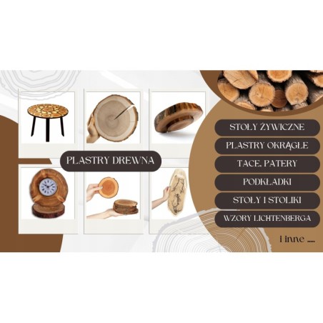 BLAT STOLIK KAWOWY PLASTER DREWNA 50cm nr090101