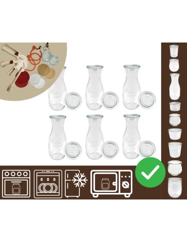 Słoiki i butelki - Słoiki WECK 6szt/ szklane wieko KARAFKA 1l 1062ml BUTELKA - produkt 1