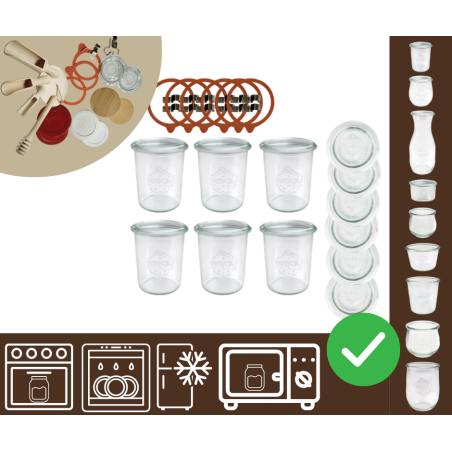 Słoiki WECK x6 / szkl. wieko,gumka, bl słoik 160ml MOLD