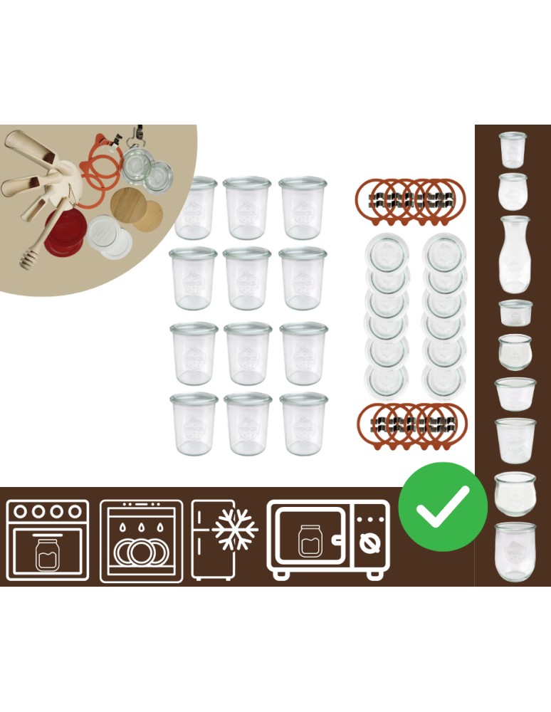 Słoiki i butelki - Słoiki WECK x12 / szkl. wieko,gumka, bl słoik 160ml MOLD - produkt MODO24.PL 1
