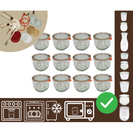 Słoiki WECK 12szt/ szkl. wieko,gumka, bl słoik 370ml TULIP