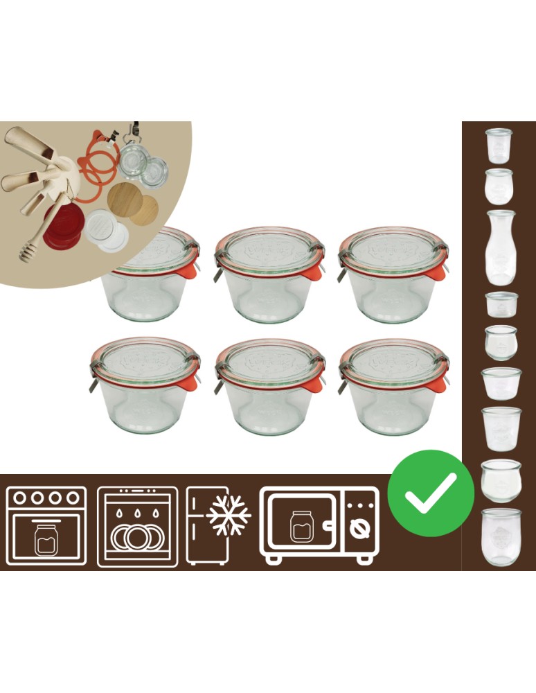 Słoiki i butelki - Słoiki WECK 6szt/ szkl. wieko,gumka, bl słoik 370ml MOLD - produkt MODO24.PL 1