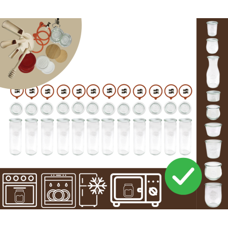 Słoiki WECK 12szt/ szkl. wieko,gumka, bl słoik 600ml CYLINDER