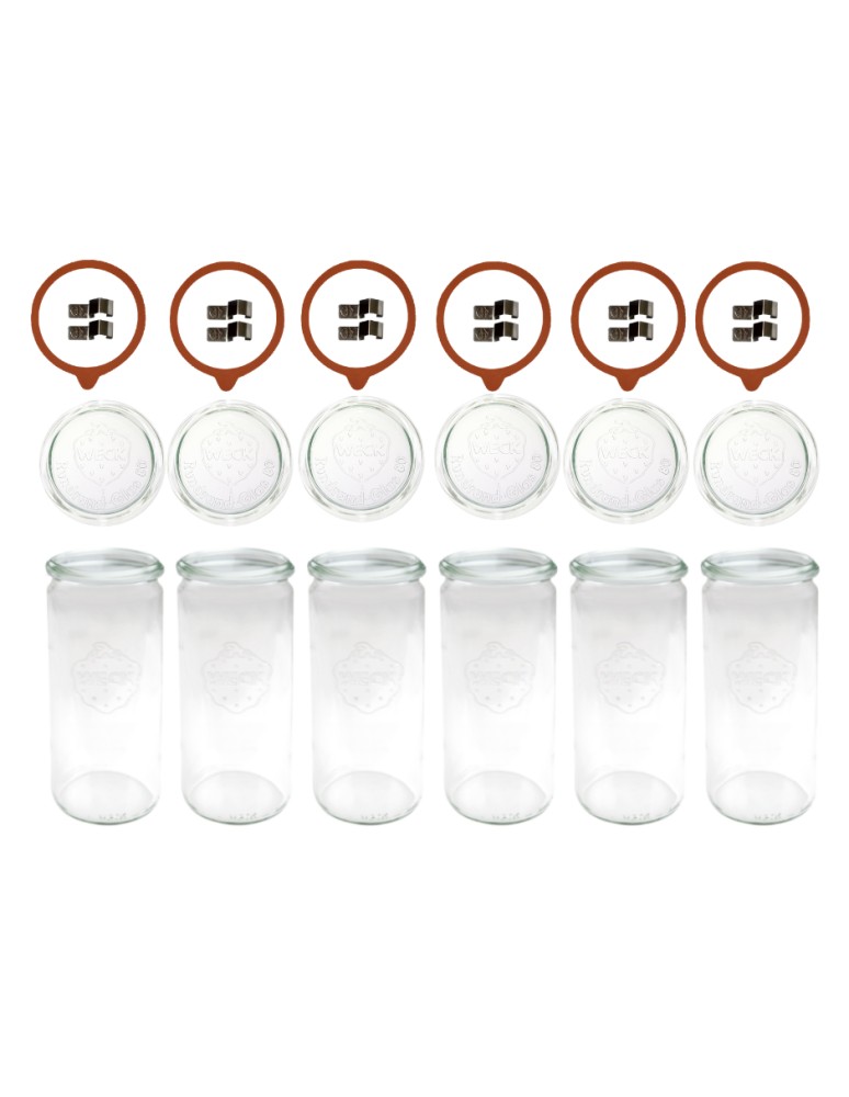 Słoiki i butelki - Słoiki WECK 6szt/ szkl. wieko,gumka, bl słoik 1040ml 1l CYLINDER - produkt MODO24.PL 3