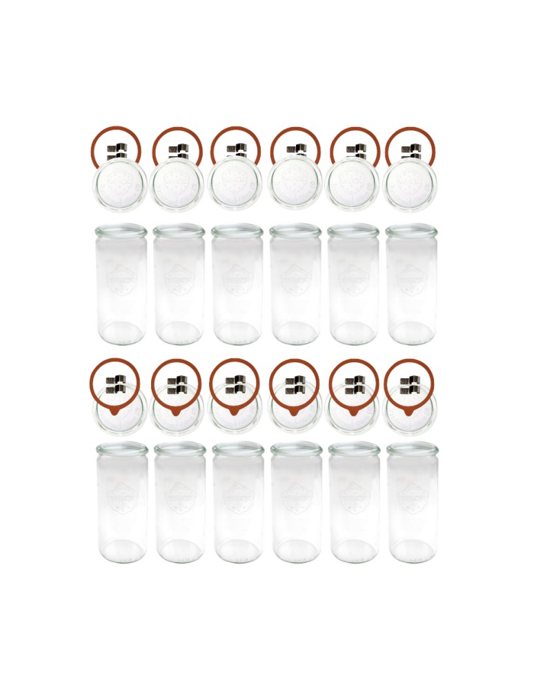 Słoiki i butelki - Słoiki WECK 12szt/ szkl. wieko,gumka, bl słoik 1040ml 1l CYLINDER - produkt MODO24.PL 3