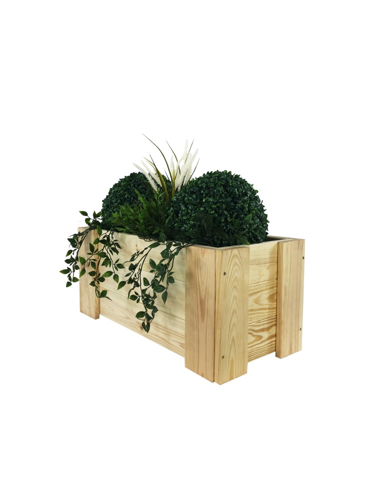 Kwietniki i donice - Drewniana skrzynia balkonowa RDF /szer. 60cm/ Naturalna - product MODO24.PL 2