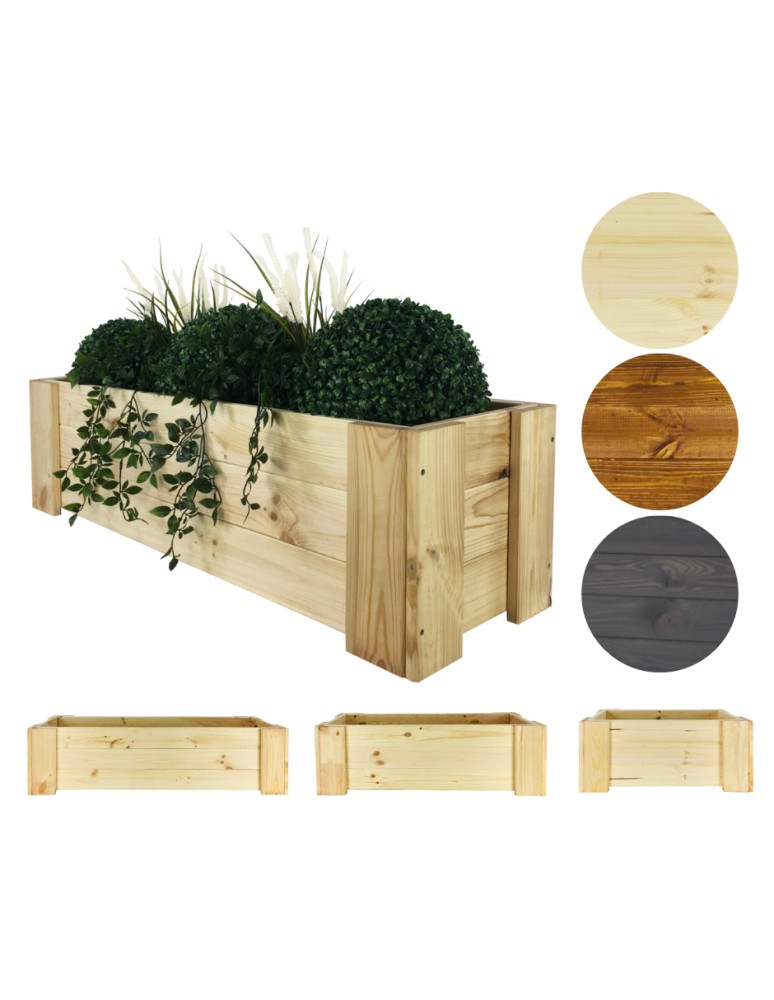 Kwietniki i donice - Drewniana skrzynia balkonowa RDF /szer. 100cm/ Naturalna - product MODO24.PL 1