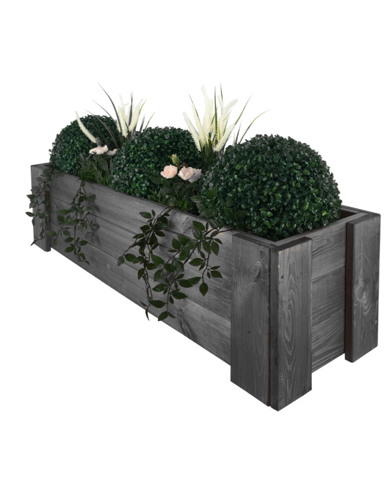 Kwietniki i donice - Drewniana skrzynia balkonowa RDF /szer. 100cm/ Szara - product MODO24.PL 3