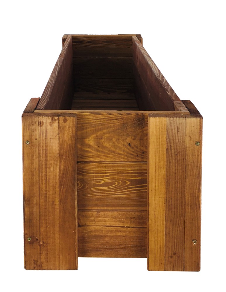 Kwietniki i donice - Drewniana skrzynia balkonowa RDF /szer. 100cm/ Brązowa - product MODO24.PL 2