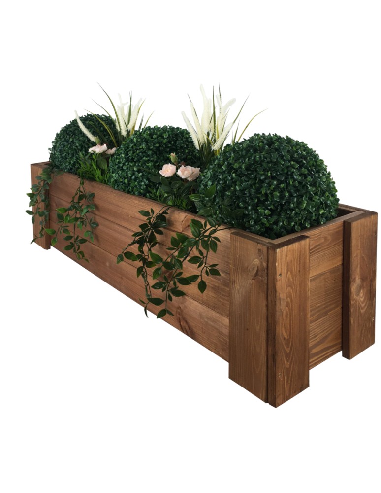 Kwietniki i donice - Drewniana skrzynia balkonowa RDF /szer. 100cm/ Brązowa - product MODO24.PL 3