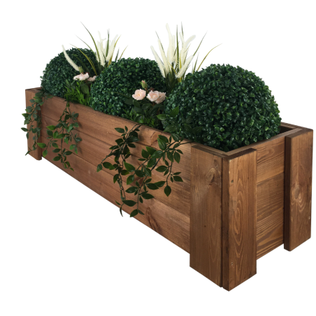 Drewniana skrzynia balkonowa RDF /szer. 100cm/ Brązowa