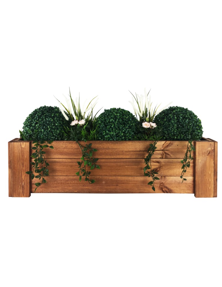 Kwietniki i donice - Drewniana skrzynia balkonowa RDF /szer. 100cm/ Brązowa - product MODO24.PL 4