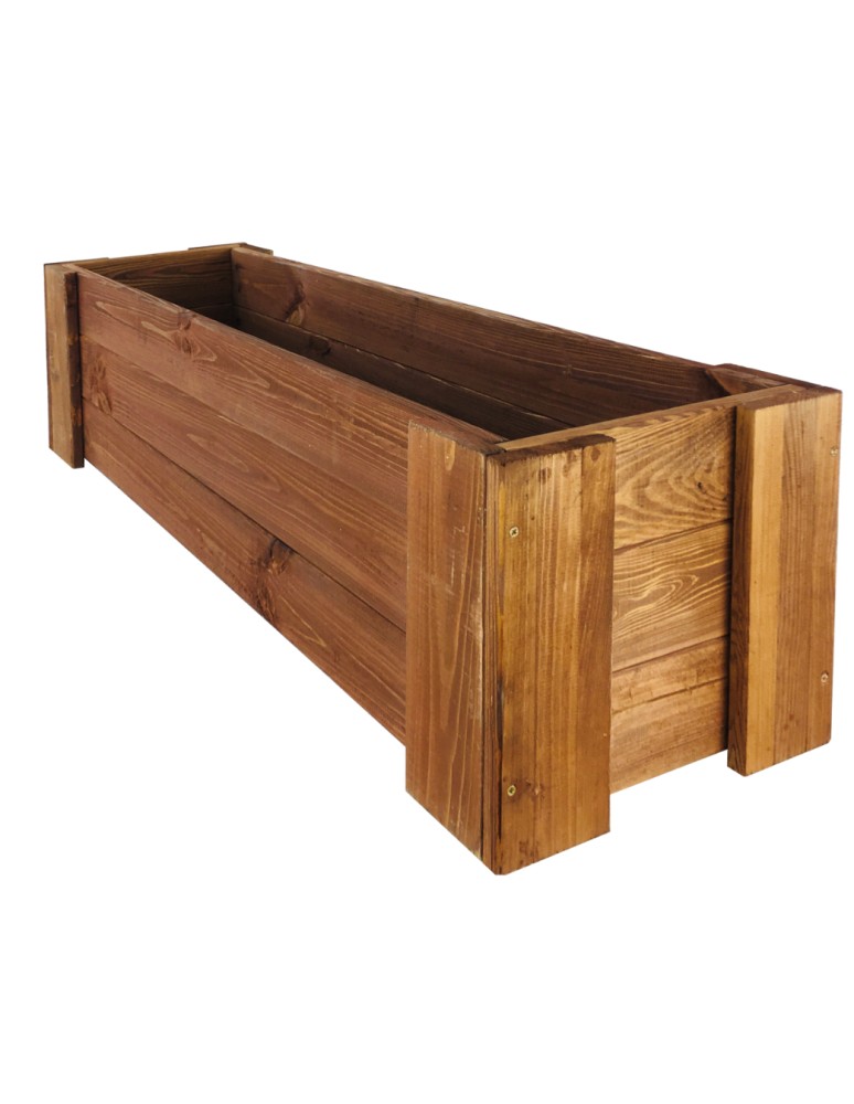 Kwietniki i donice - Drewniana skrzynia balkonowa RDF /szer. 100cm/ Brązowa - product MODO24.PL 5