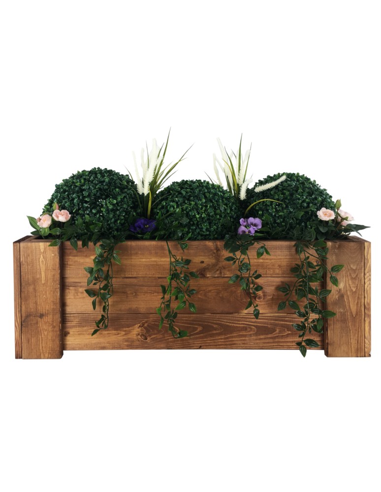 Kwietniki i donice - Drewniana skrzynia balkonowa RDF /szer. 80cm/ Brązowa - product MODO24.PL 3