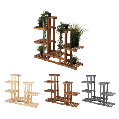 Wielopoziomowy kwietnik drewniany RKB /95x116x25/ Brązowy