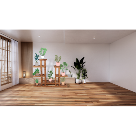 Wielopoziomowy kwietnik drewniany RKB /95x116x25/ Brązowy