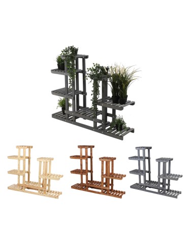 Wielopoziomowy kwietnik drewniany RKB /95x116x25/ Szary