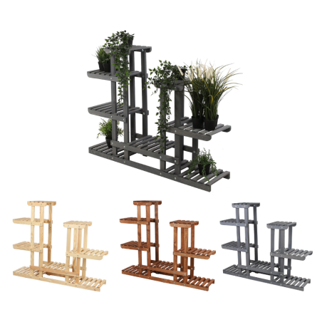Wielopoziomowy kwietnik drewniany RKB /95x116x25/ Szary
