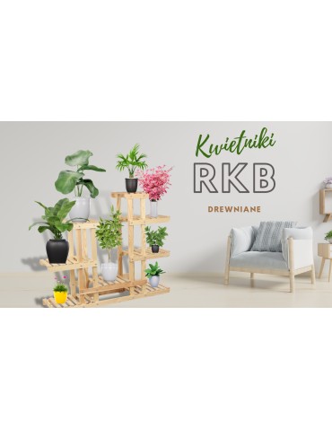 Wielopoziomowy kwietnik drewniany RKB /95x116x25/ Szary - product 2