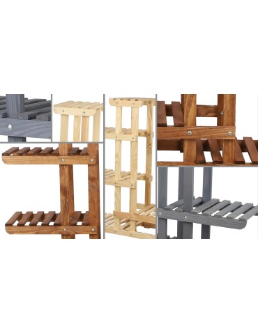 Kwietniki i donice - Wielopoziomowy kwietnik drewniany RKB /95x116x25/ Szary - product 4