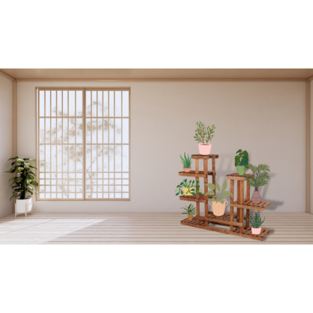 Wielopoziomowy kwietnik drewniany RKB /95x116x25/ Szary