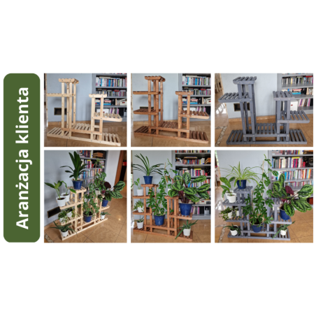 Wielopoziomowy kwietnik drewniany RKB /95x116x25/ Szary