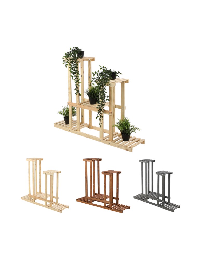 Kwietniki i donice - Drewniany kwietnik 5-półkowy RKB /95x116x25/ Naturalny - produkt MODO24.PL 1