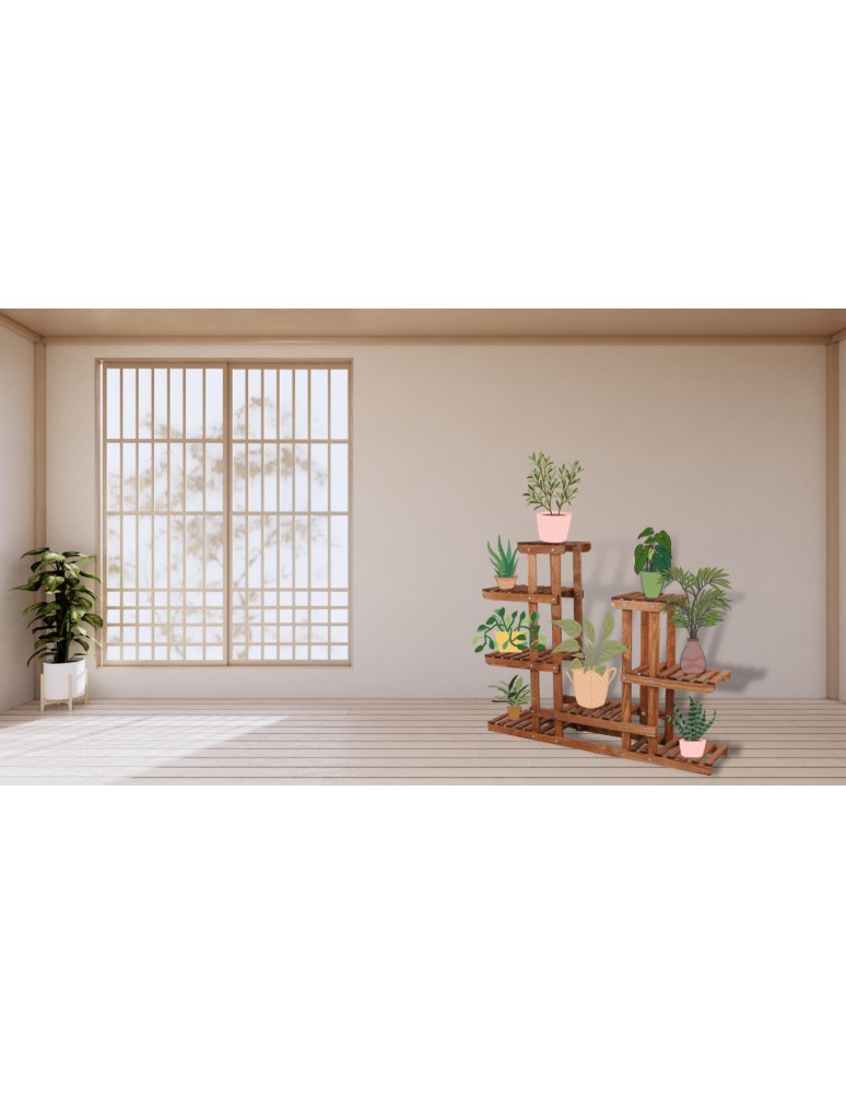 Kwietniki i donice - Drewniany kwietnik 5-półkowy RKB /95x116x25/ Naturalny - product MODO24.PL 6