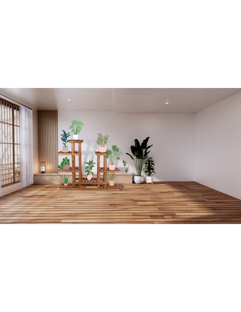 Kwietniki i donice - Drewniany kwietnik 5-półkowy RKB /95x116x25/ Naturalny - product MODO24.PL 7