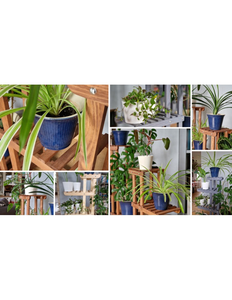 Kwietniki i donice - Drewniany kwietnik 5-półkowy RKB /95x116x25/ Naturalny - product MODO24.PL 8