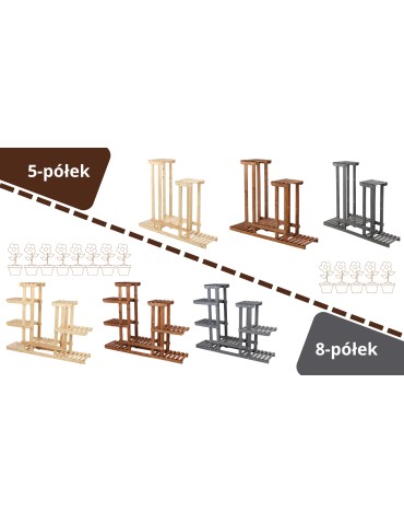 Kwietniki i donice - Drewniany kwietnik 5-półkowy RKB /95x116x25/ Brązowy - product 5