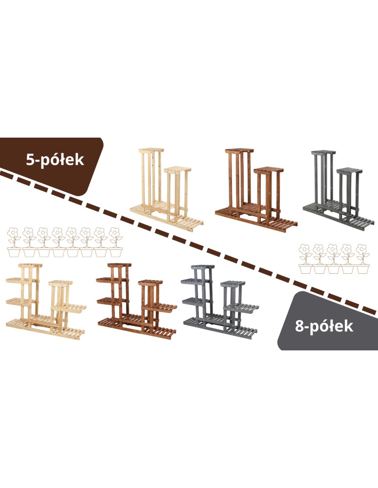 Kwietniki i donice - Drewniany kwietnik 5-półkowy RKB /95x116x25/ Brązowy - product MODO24.PL 5