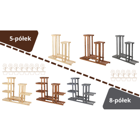 Drewniany kwietnik 5-półkowy RKB /95x116x25/ Brązowy